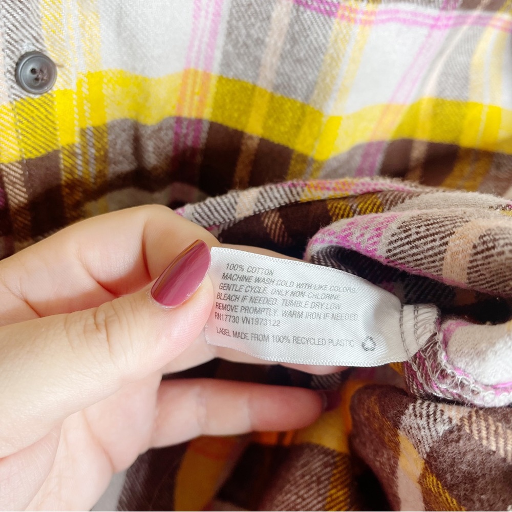 wild fable Brown, Yellow, & Pink Plaid Flannel - Picture 7 of 7